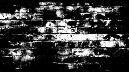 Grunge Brick Wall Texture - High Contrast Black and White Urban Background