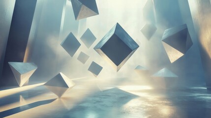 Floating Cubes in a Misty Geometric Space