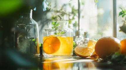 Sunlit Orange Citrus Infusion in Glass Jar