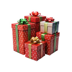 Obraz premium Christmas colorful gift boxes, Christmas day special, isolated on transparent background