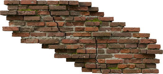 Cracked Red Brick Wall Texture Damaged Masonry Background Grunge Brickwork Detail