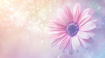 Obraz premium Pink Daisy Flower with Pastel Background and Sparkles