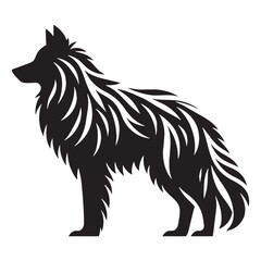 Refined wolf silhouette vector perfect for digital logos, branding, and marketing applications – wolf silhouette – wolf vector – wolf illustration – silhouette of wolf

