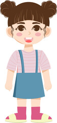little girl cartoon with cute outfit