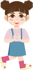 little girl cartoon with cute outfit