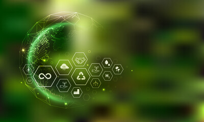 Renewable economy mobile power icon. green tree earth protection concept For the future growth of business and environmental sustainability ESG