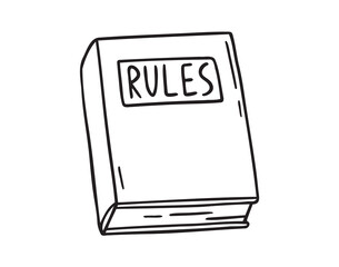 rule book icon doodle hand drawn. Outline rules book line drawing clipart symbol