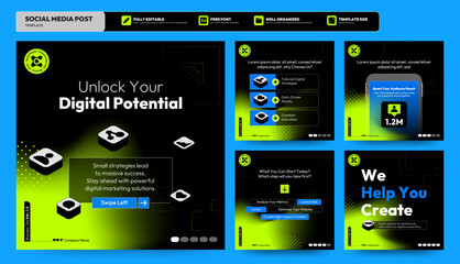Social media. Social media template. Business Instagram and facebook square post template. Instagram tips post collection tutorial, tip, trick, quick tips, futuristic, modern, gradient.