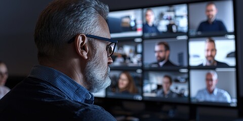 Business professionals engaged in a virtual meeting for remote teamwork : global work theme
