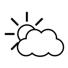 天気太陽　晴れのち曇りイラスト　モノクロ
