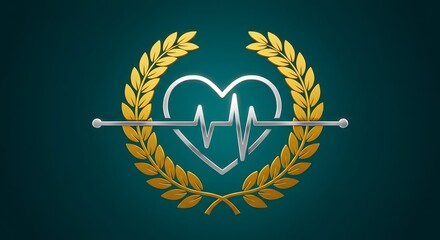 Obraz premium Heart Rhythm Symbol in Laurel Wreath