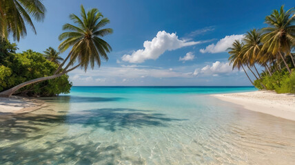 Tranquil tropical beach paradise with turquoise water