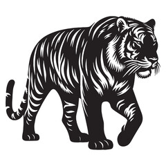 Clean tiger silhouette ideal for use in branding, marketing materials, and logos – tiger silhouette – tiger vector – tiger illustration – silhouette of tiger

