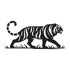 High-contrast tiger silhouette designed for modern digital media and branding – tiger silhouette – tiger vector – tiger illustration – silhouette of tiger

