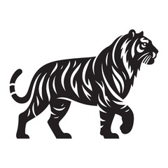 Obraz premium Artistic tiger silhouette created for high-quality digital artwork and branding projects – tiger silhouette – tiger vector – tiger illustration – silhouette of tiger