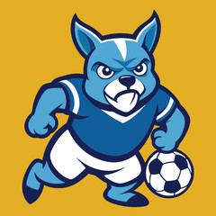 Naklejka premium Bulldog playing Soccer football vector illustration isolated on white background