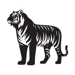 High-quality tiger silhouette perfect for scalable logo design and branding – tiger silhouette – tiger vector – tiger illustration – silhouette of tiger

