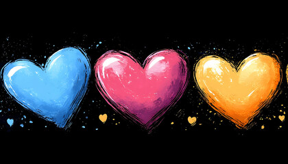 Four colorful hearts design