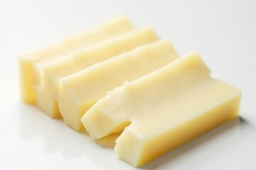 Close up of sliced white cheese on white background , high resolution, ingredient