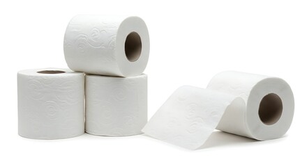 Fototapeta premium Stack of Four Rolls of White Toilet Paper