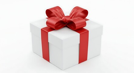 Obraz premium A Beautifully Wrapped Gift Box with Red Ribbon