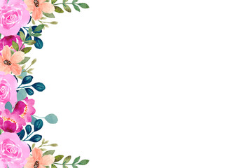 Watercolor flowers background vector for design.