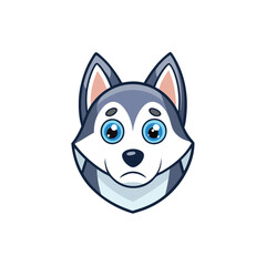 Siberian husky dog head ,sad mode vector illustration