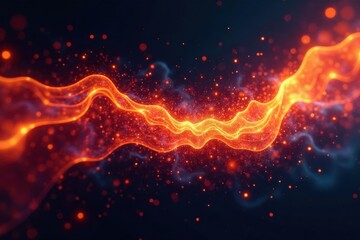 Fototapeta premium Abstract fiery sparks, swirling energy, black backdrop, art, plasma, surreal