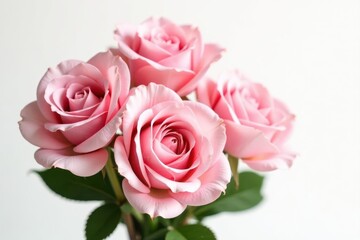 A cluster of blush pink roses isolated on white, macro, delicate, pretty