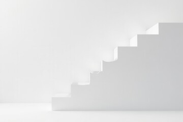 Fototapeta premium Clean white stairs ascending against a blank wall , white, ascent, space