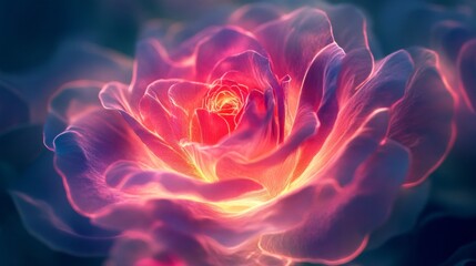 Obraz premium Glowing Pink and Red Rose with Dark Background