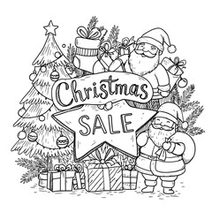 Obraz premium vector doodle illustration of a Christmas sale 
