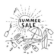 vector doodle illustration of a summer sale