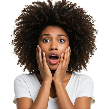Shocked Woman: Surprised Face Expression Stock Photo