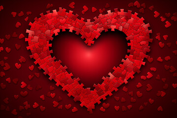 A heart-shaped puzzle border framing a central message or logo versatile banner layout for brands, events, or campaigns.
