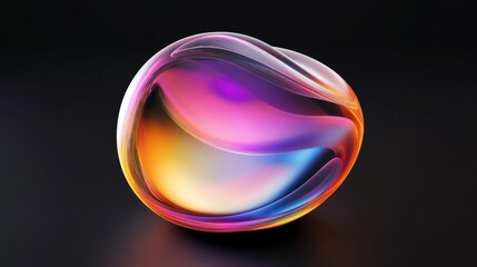 Iridescent Abstract Sphere with Pink and Orange Gradient