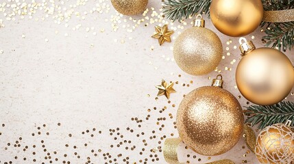 Luxurious christmas decorations featuring elegant gold ornaments festive setup tabletop display holiday spirit