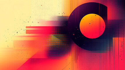 Abstract vibrant graphic design with geometric shapes and colors.