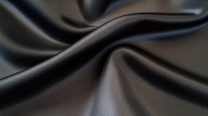 Fototapeta premium Smooth, shiny black fabric with elegant folds and a soft, luxurious texture.