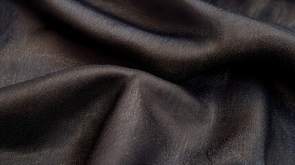 Fototapeta premium A under 200 characters: Close-up of smooth, black satin fabric with soft folds and a shimmering, reflective surface.