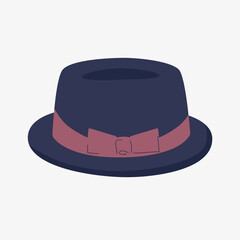 Hand drawn Hat Illustration. Pork Pie headwear style. Vector