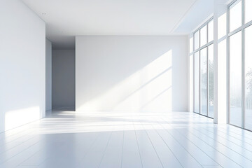 Obraz premium Stunning modern minimalist room design with natural light from large windows