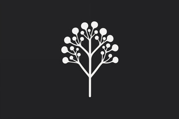A stylized Yarrow flower head and leaf turned into a small icon or label element, minimal and modern.