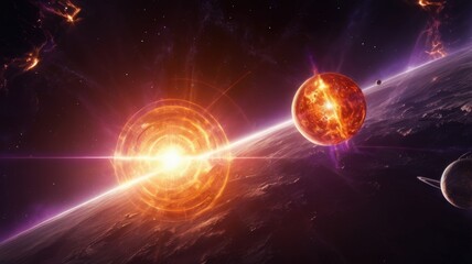 Obraz premium Futuristic cosmic scene with a massive sola 