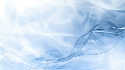 Fototapeta premium Light blue abstract waves blend softly in a smooth, smoky background, creating a calm and airy visual effect.