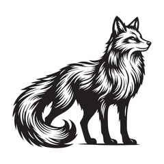 Elegant fox silhouette with fine details perfect for brand identity creation – fox silhouette – fox vector – fox illustration – silhouette of fox

