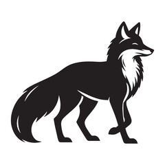 Fototapeta premium Minimalist fox silhouette perfect for contemporary branding applications – fox silhouette – fox vector – fox illustration – silhouette of fox