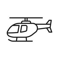 Helicopter vector icon in line style, simple and minimalist transport vehicle icon