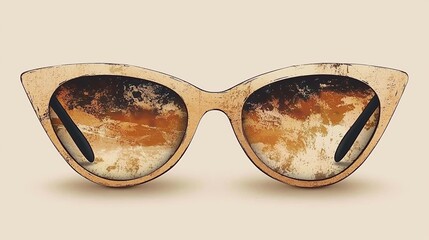 Retro paper collage of elegant sunglasses on brown background
