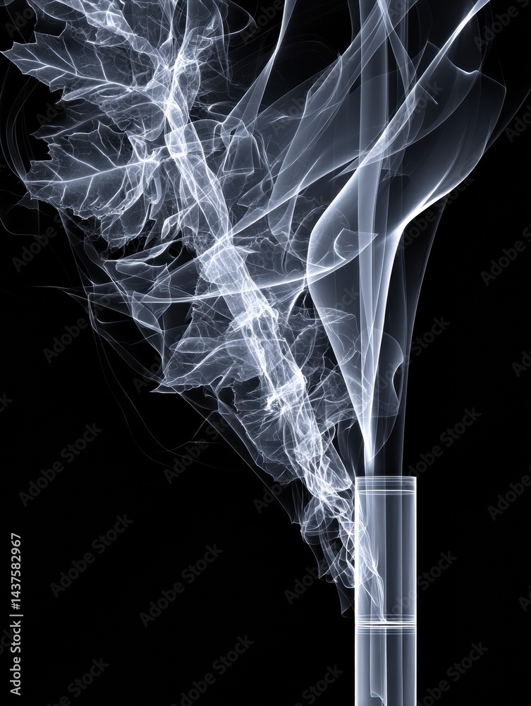 Aufkleber X-ray Scan Animation Illustrating the Harmful Effects of Smoking on Respiratory Health and Lung Function in a Clean Technical Layout